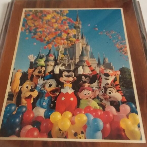 WALT DISNEY PRODUCTIONS 5'X7' WOOD CASTLE PICTURE - Picture 1 of 4